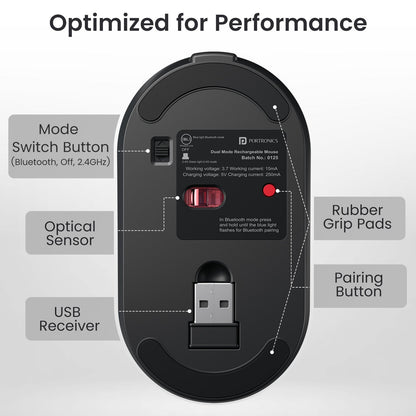 Portronics Key11 rechargeable wireless keyboard and mouse combo grey