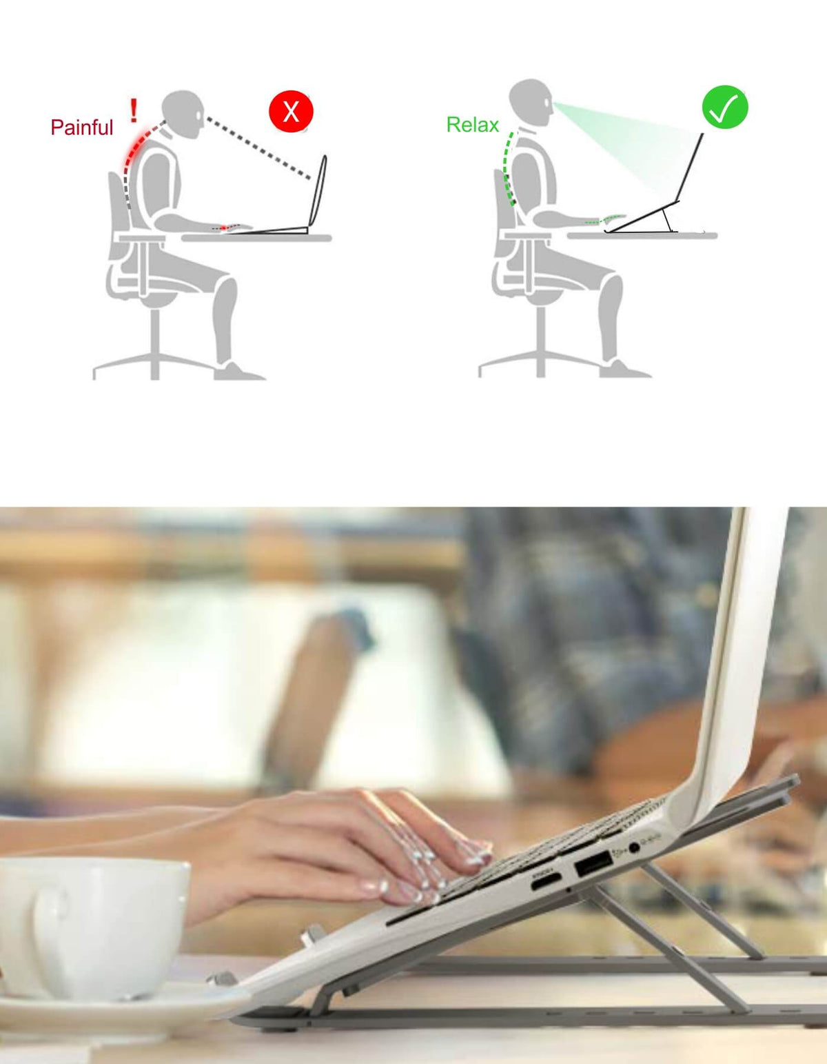 Portronics My Buddy K aluminium laptop stand lifestyle view