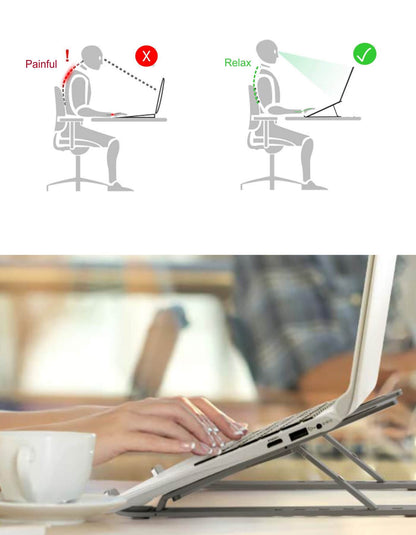 Portronics My Buddy K aluminium laptop stand lifestyle view