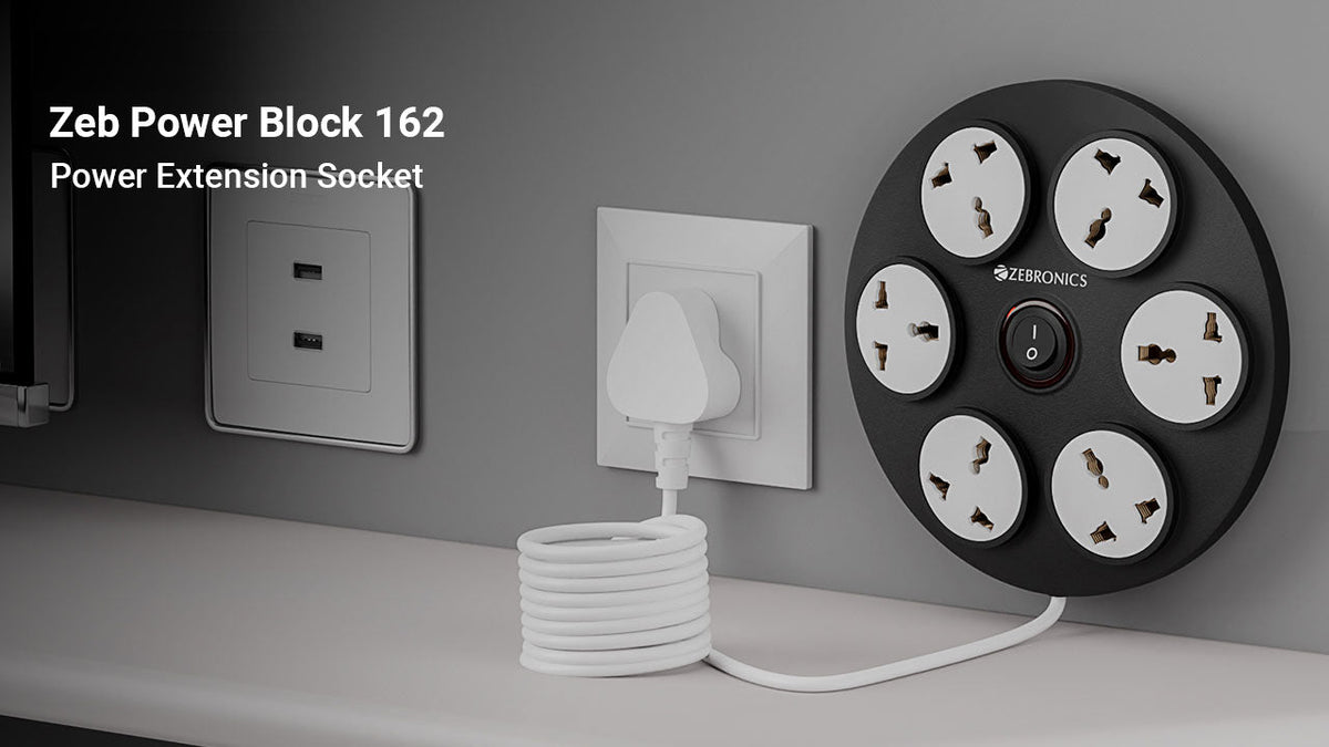 Zebronics Power Block 162 six-socket extension board feature view
