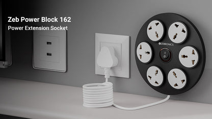 Zebronics Power Block 162 six-socket extension board feature view
